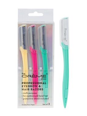 💜 The Creme Shop Korean Skincare, Professional Eyebrow & Hair Razors, Set of 3